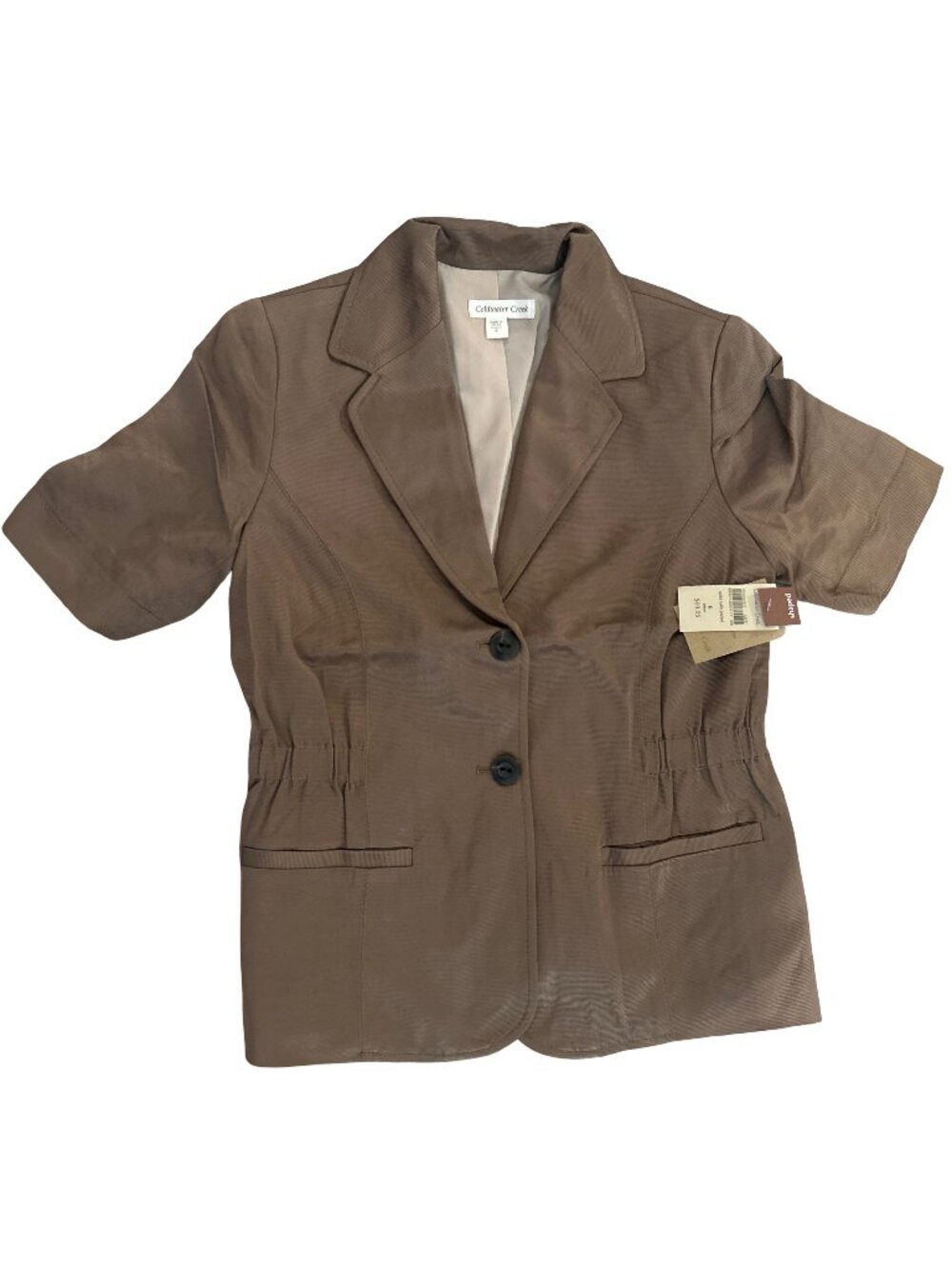 Y2K Vintage Coldwater Creek Womens Size 6 Taupe Brown Cuffed Blazer Jacket
